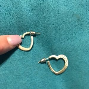 Silvertoned Heart Hoop Earrings